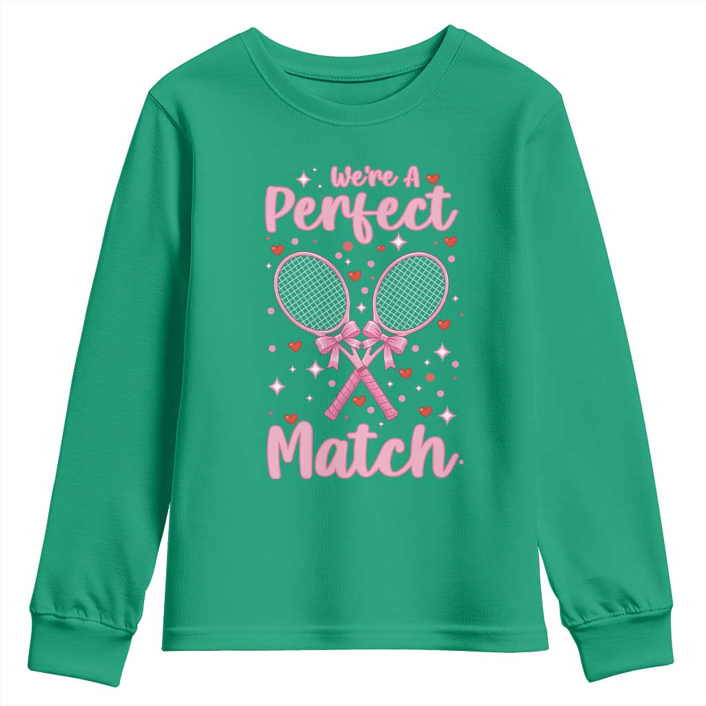 We Are A Perfect Match Youth Sweatshirt Funny Tennis Valentines - Wonder Print Shop