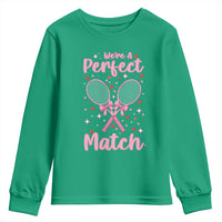 We Are A Perfect Match Youth Sweatshirt Funny Tennis Valentines - Wonder Print Shop