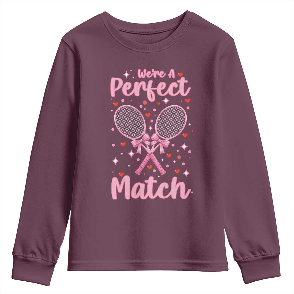 We Are A Perfect Match Youth Sweatshirt Funny Tennis Valentines - Wonder Print Shop