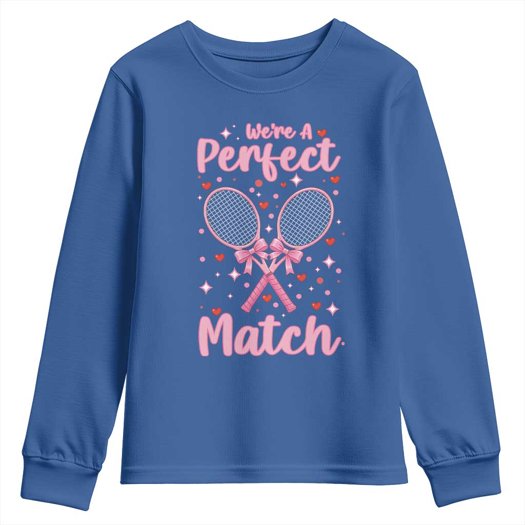 We Are A Perfect Match Youth Sweatshirt Funny Tennis Valentines - Wonder Print Shop