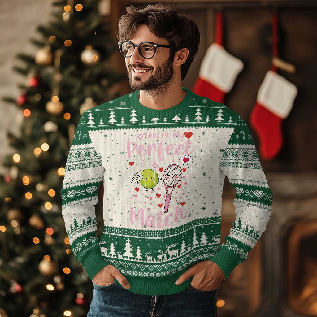 You Are My Perfect Match Ugly Christmas Sweater Gift For Tennis Couple - Wonder Print Shop