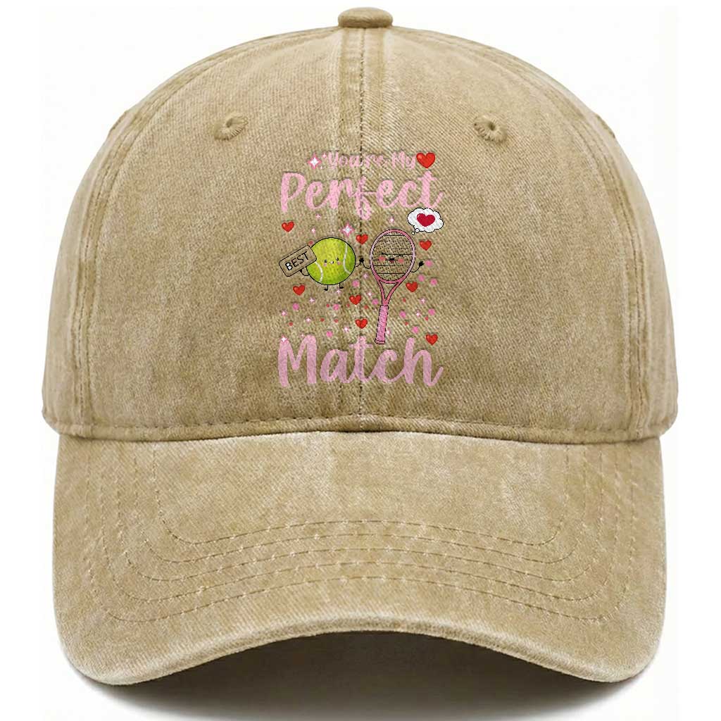 You Are My Perfect Match Washed Cotton Baseball Cap Gift For Tennis Couple