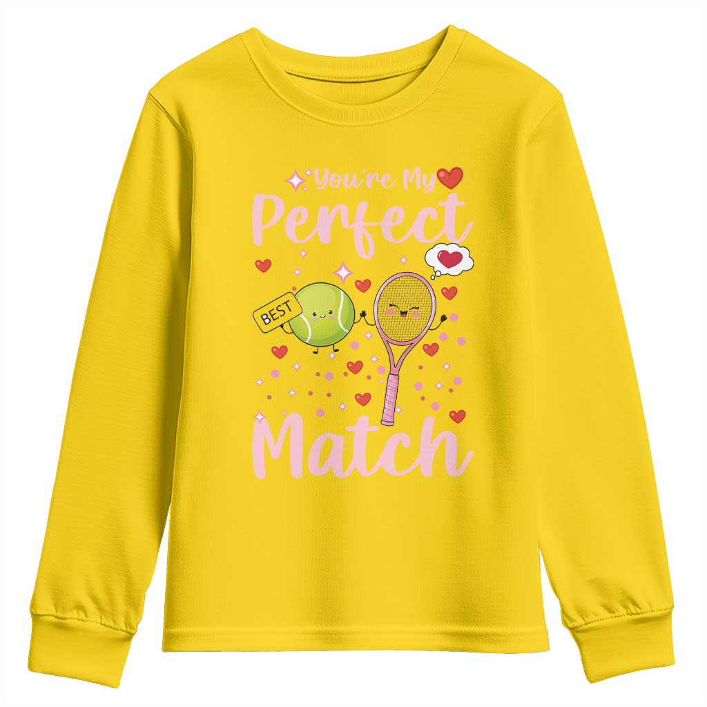 You Are My Perfect Match Youth Sweatshirt Gift For Tennis Couple - Wonder Print Shop