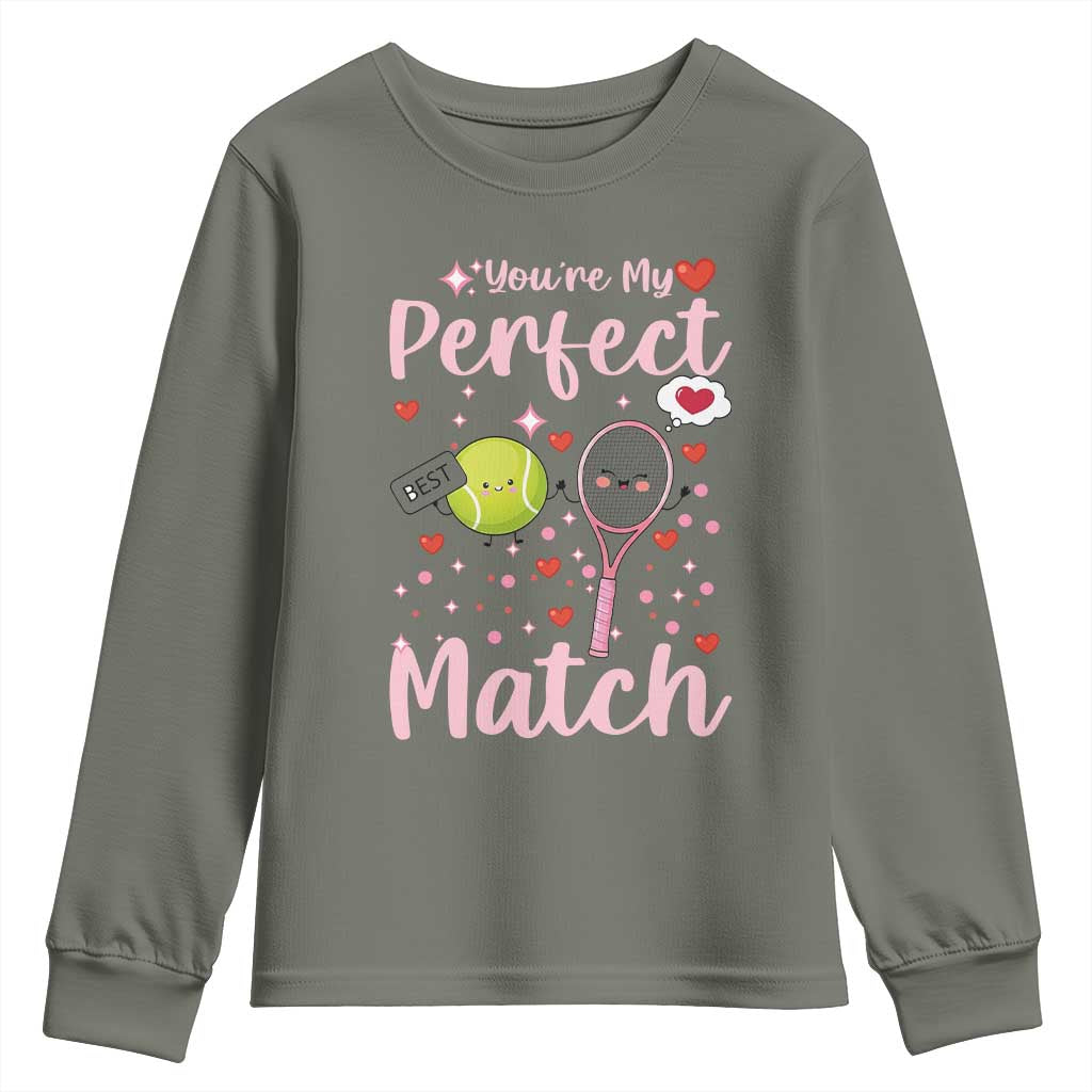 You Are My Perfect Match Youth Sweatshirt Gift For Tennis Couple - Wonder Print Shop