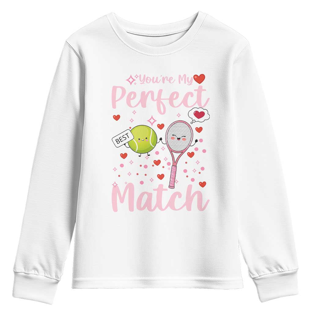 You Are My Perfect Match Youth Sweatshirt Gift For Tennis Couple - Wonder Print Shop