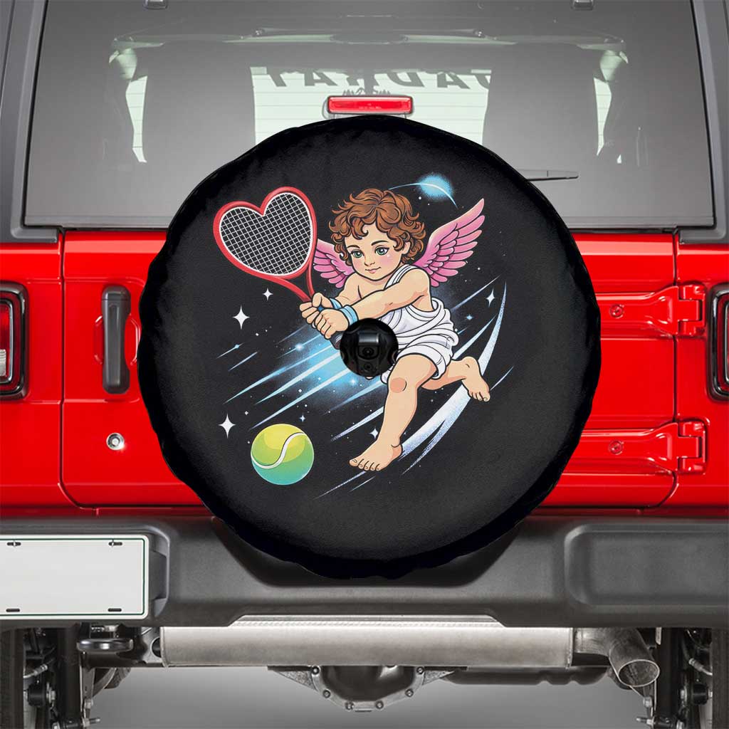 Funny Cupid Tennis Player Spare Tire Cover Valentines Day Gift - Wonder Print Shop