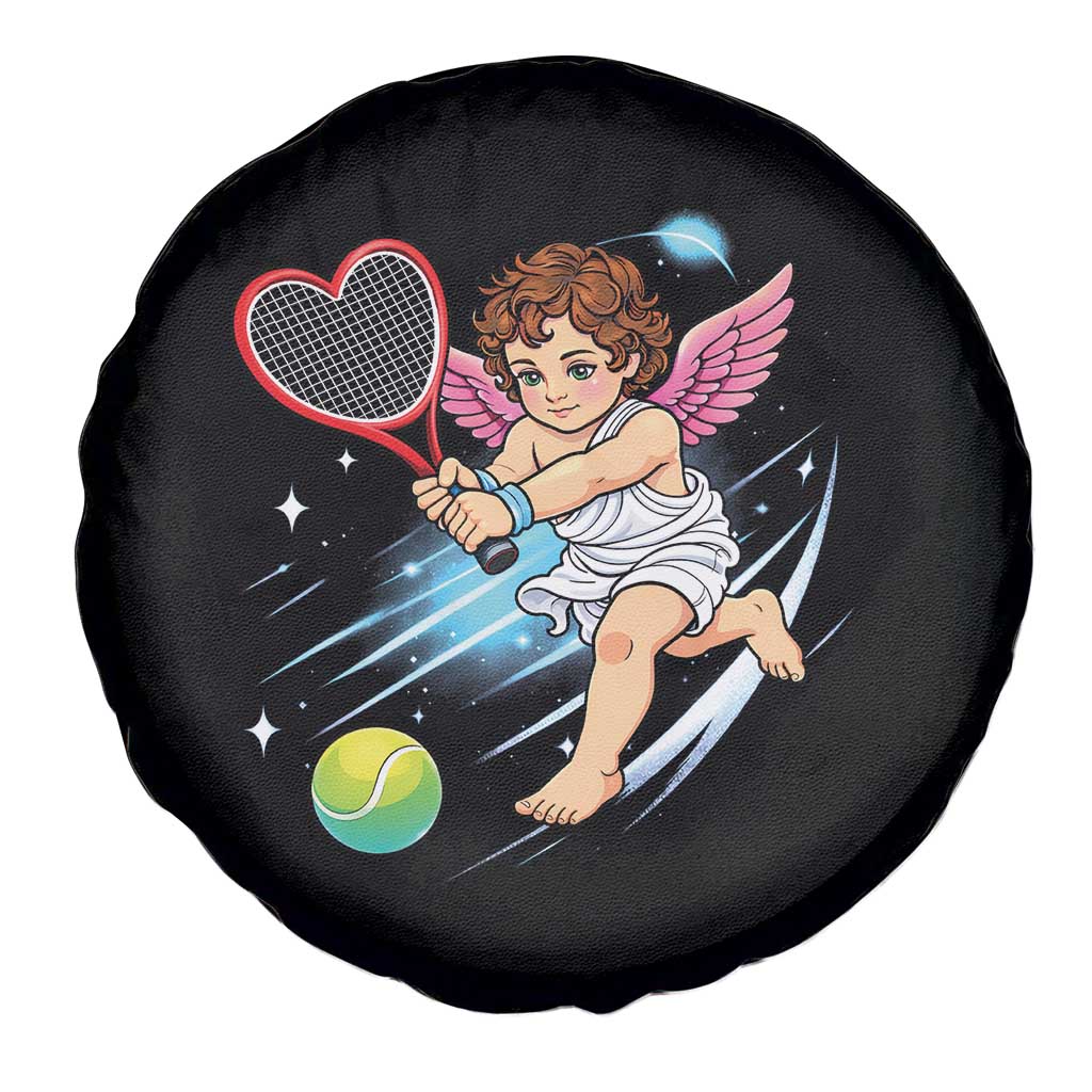 Funny Cupid Tennis Player Spare Tire Cover Valentines Day Gift - Wonder Print Shop