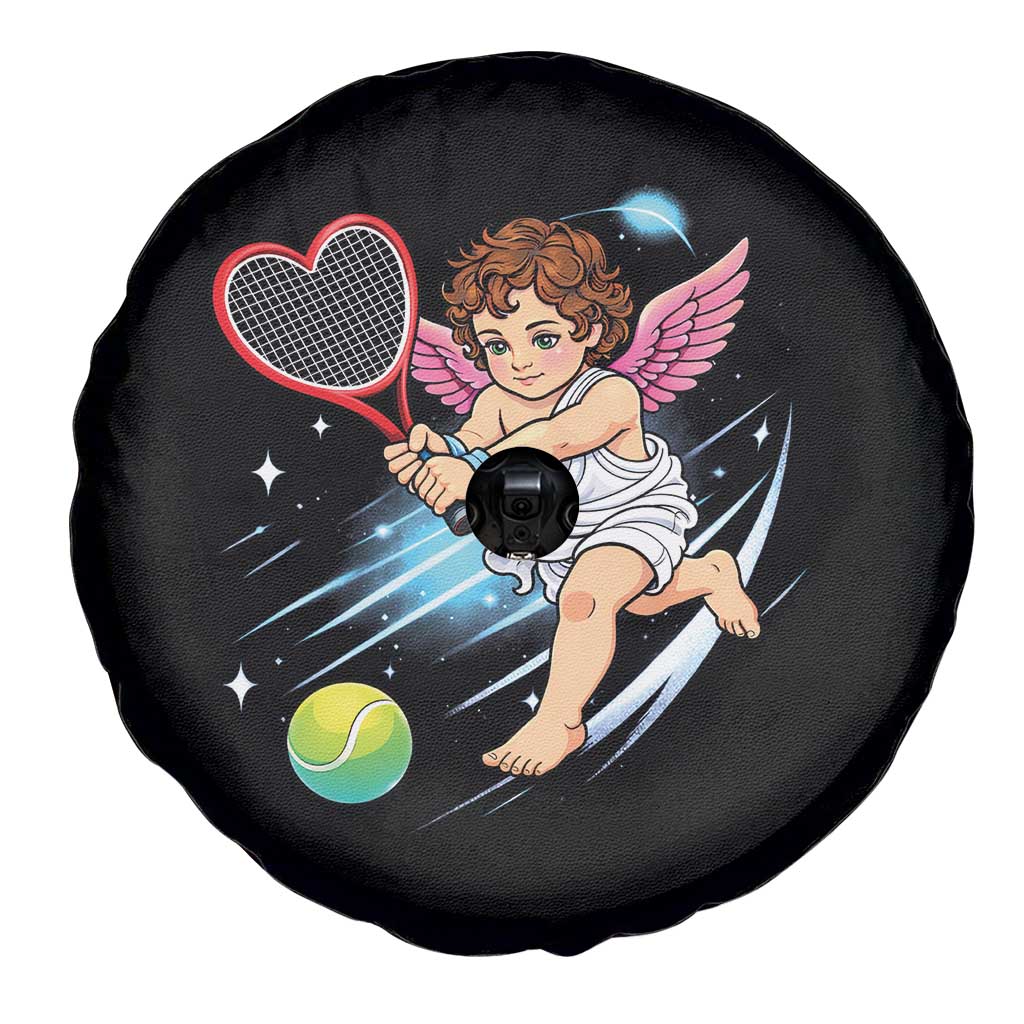 Funny Cupid Tennis Player Spare Tire Cover Valentines Day Gift - Wonder Print Shop