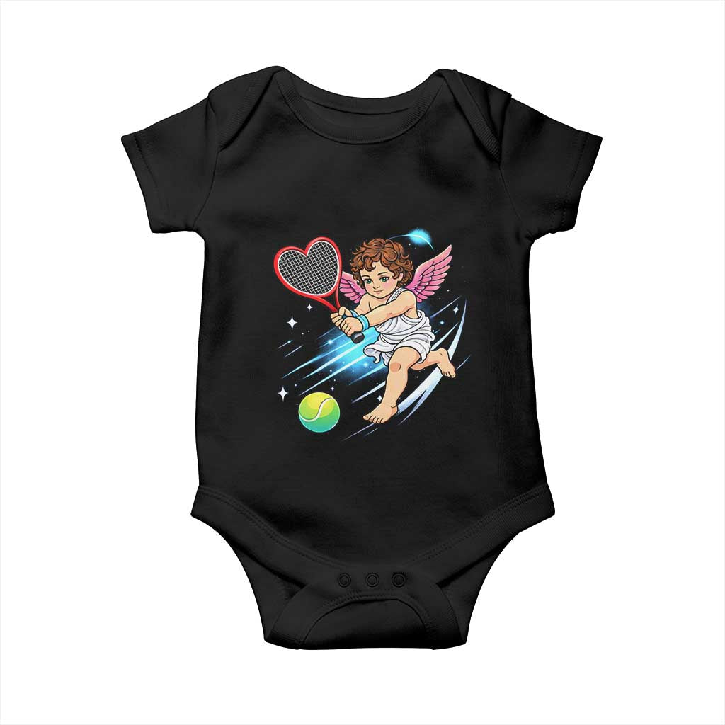 Funny Cupid Tennis Player Baby Onesie Valentines Day Gift - Wonder Print Shop