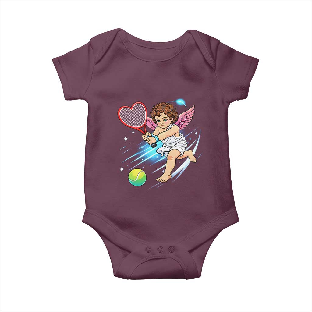 Funny Cupid Tennis Player Baby Onesie Valentines Day Gift - Wonder Print Shop