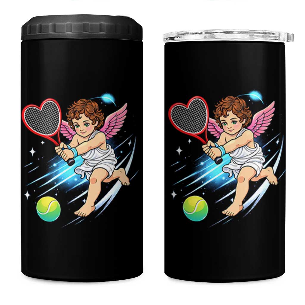 Funny Cupid Tennis Player 4 in 1 Can Cooler Tumbler Valentines Day Gift - Wonder Print Shop