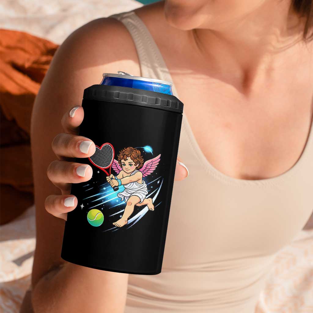 Funny Cupid Tennis Player 4 in 1 Can Cooler Tumbler Valentines Day Gift - Wonder Print Shop