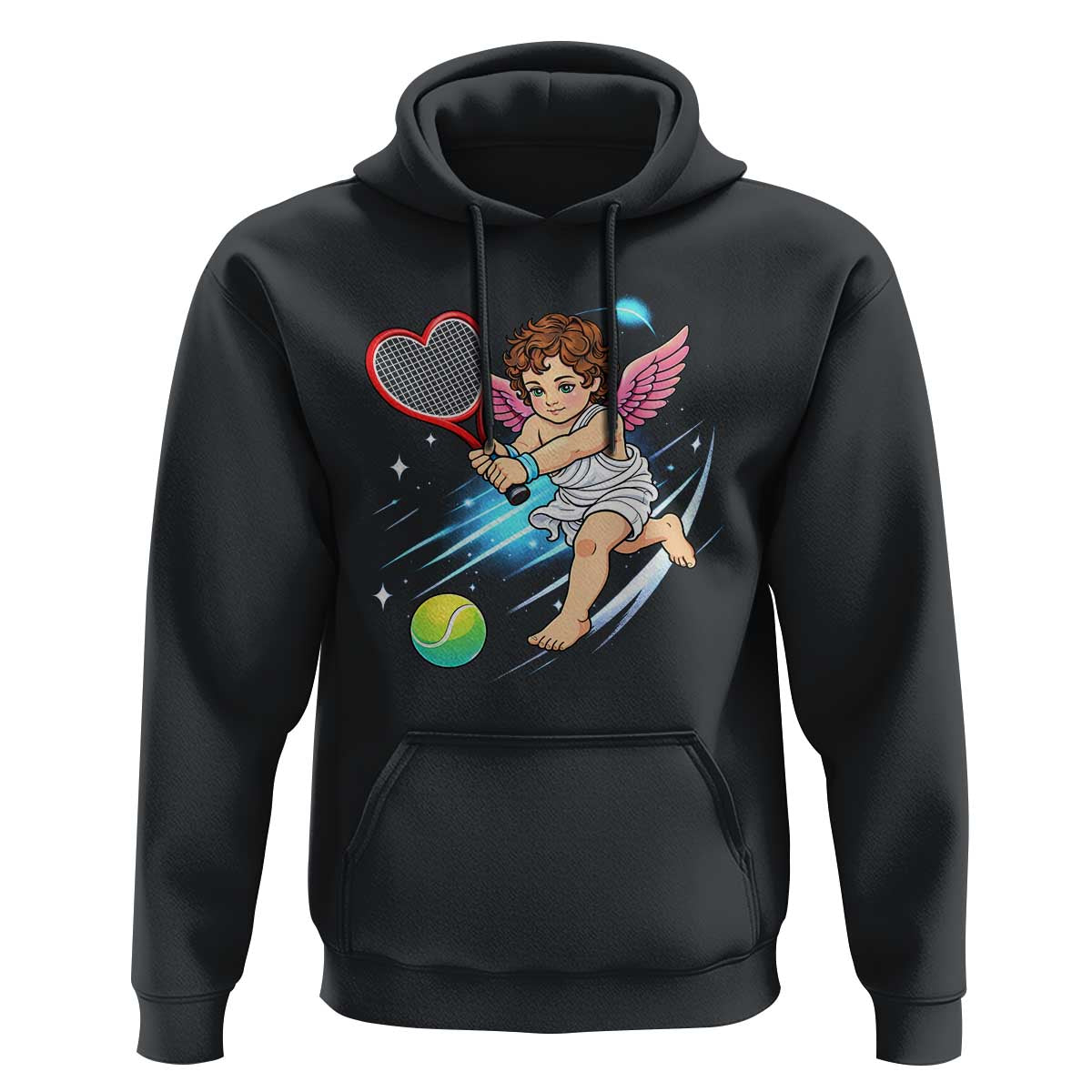 Funny Cupid Tennis Player Hoodie Valentines Day Gift - Wonder Print Shop