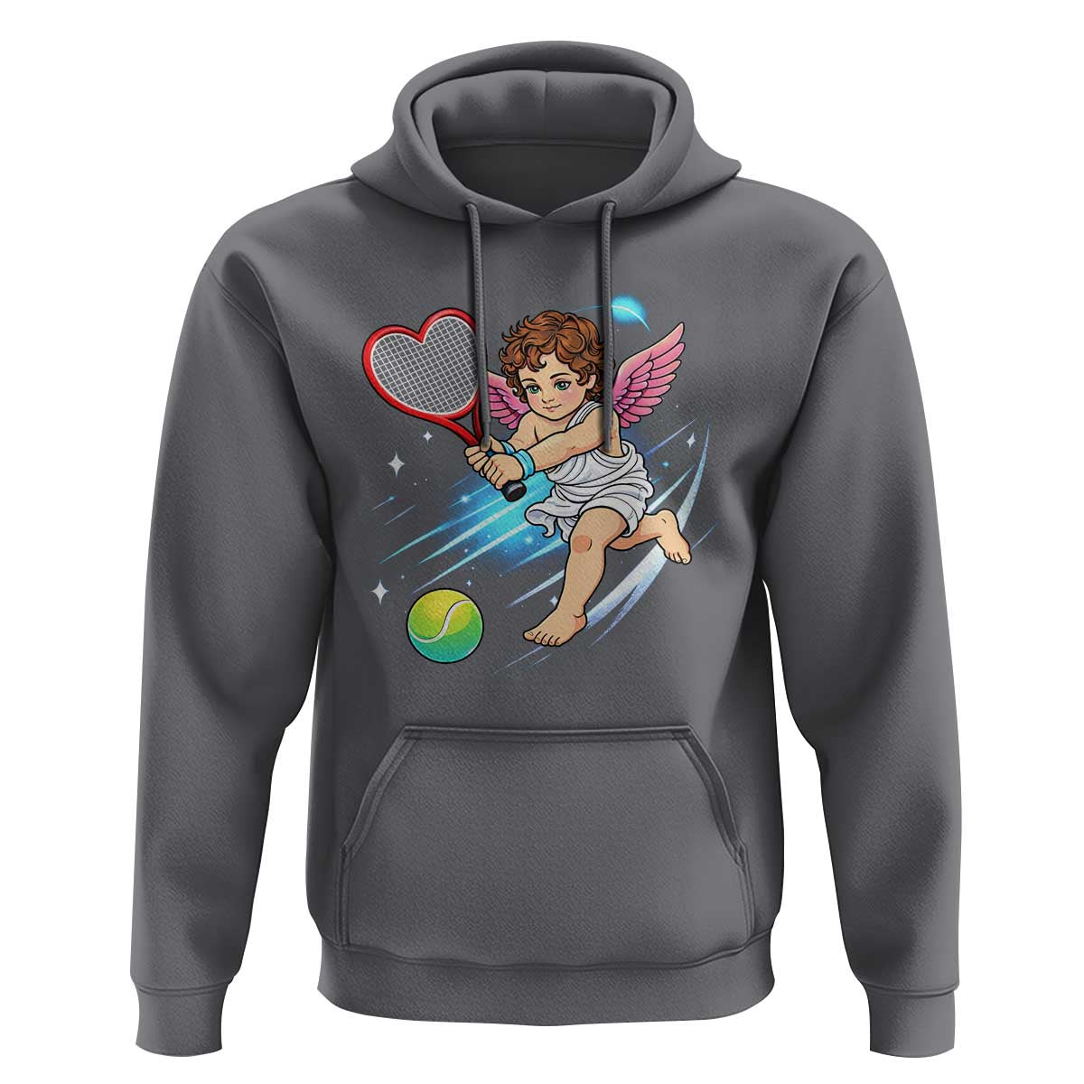 Funny Cupid Tennis Player Hoodie Valentines Day Gift - Wonder Print Shop