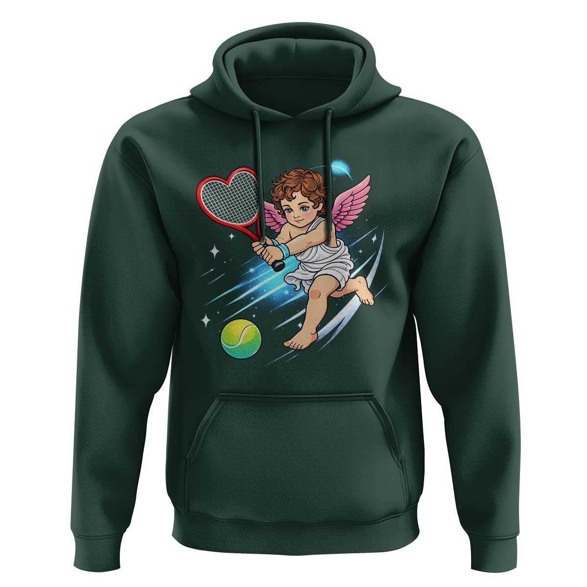 Funny Cupid Tennis Player Hoodie Valentines Day Gift - Wonder Print Shop