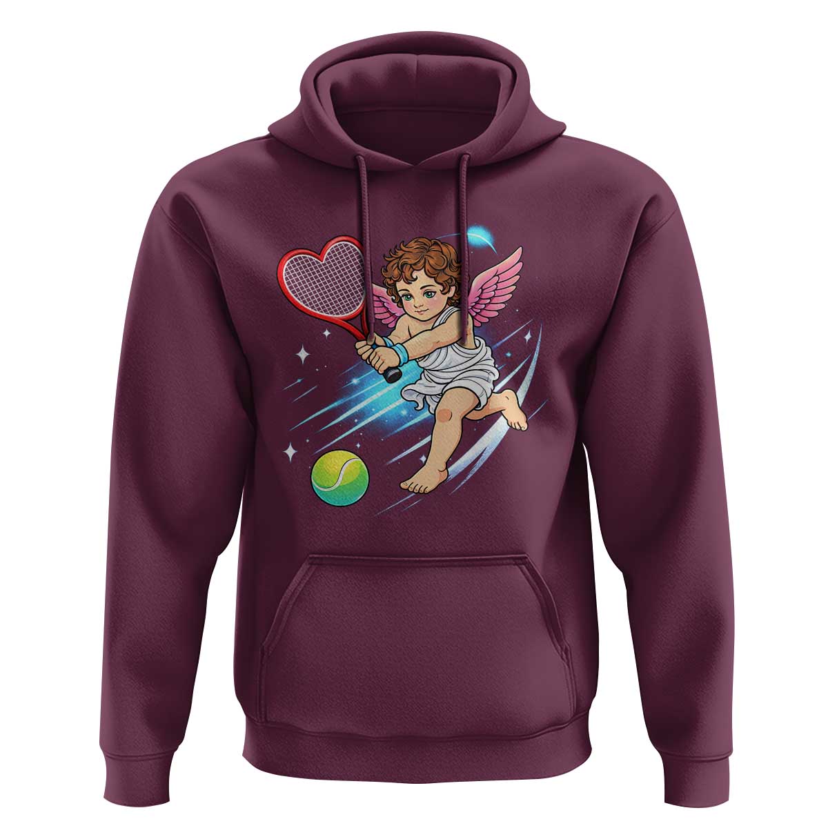 Funny Cupid Tennis Player Hoodie Valentines Day Gift - Wonder Print Shop