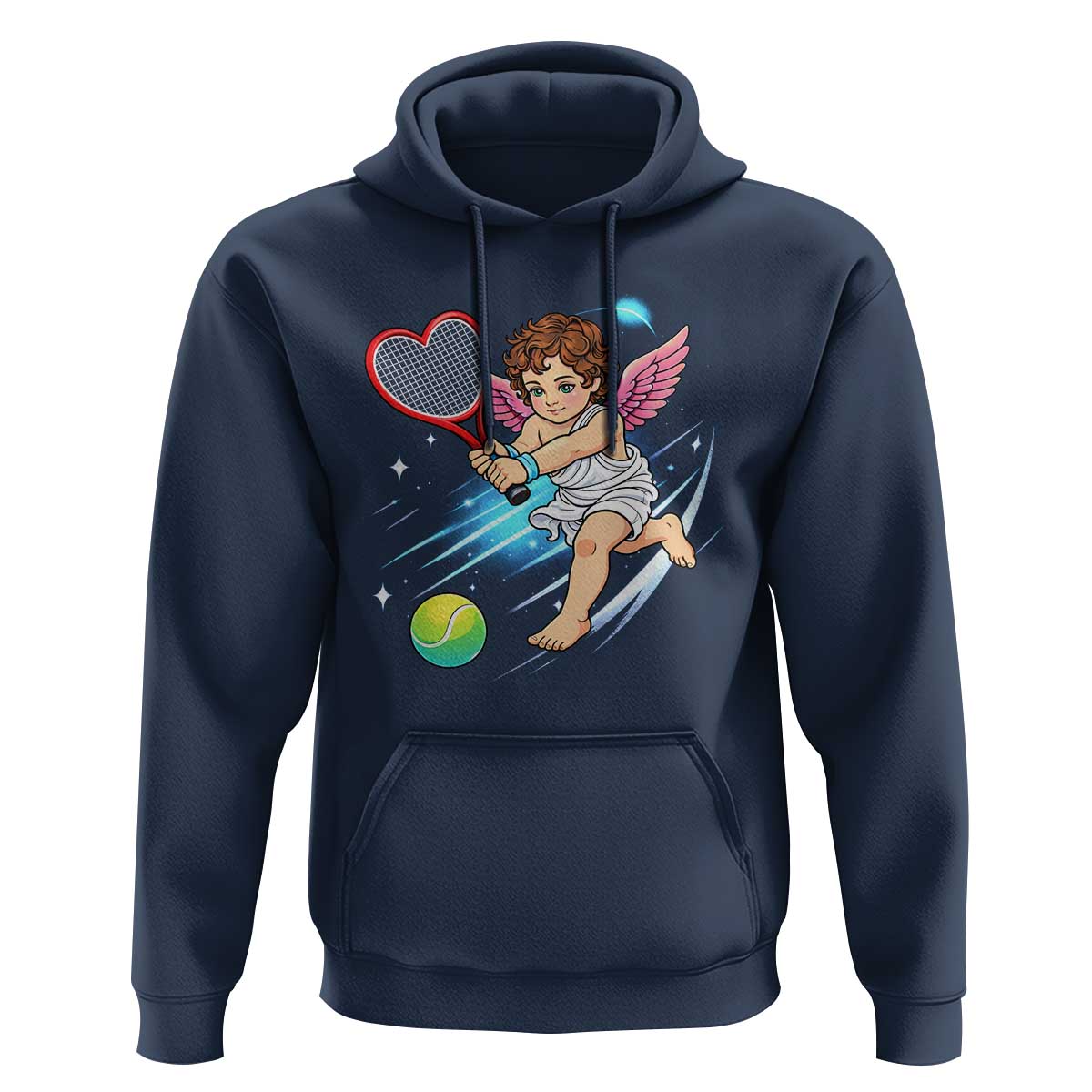 Funny Cupid Tennis Player Hoodie Valentines Day Gift - Wonder Print Shop