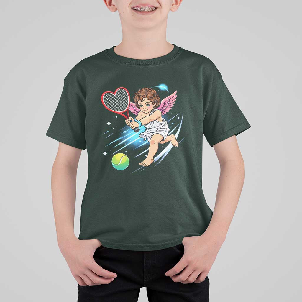Funny Cupid Tennis Player T Shirt For Kid Valentines Day Gift - Wonder Print Shop