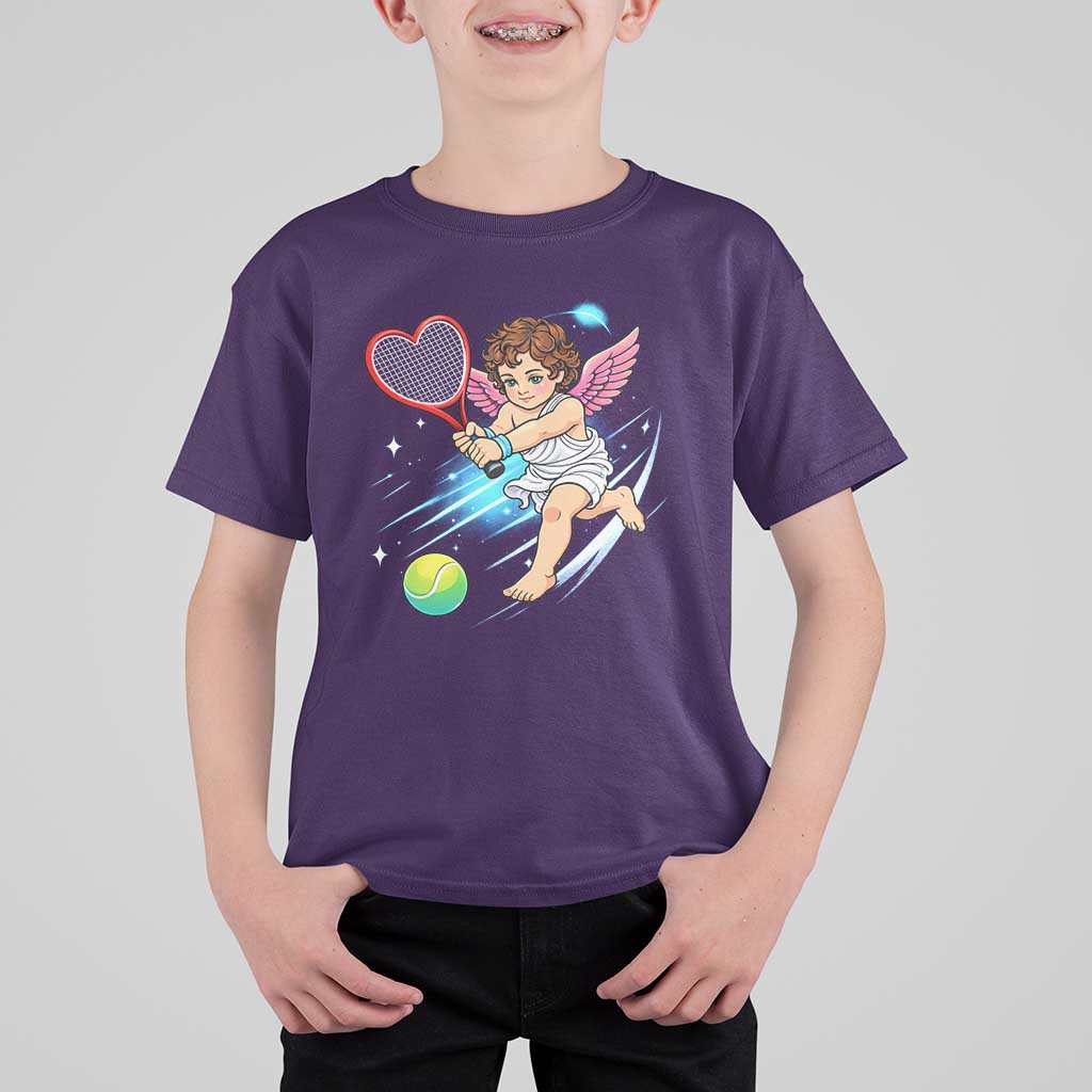Funny Cupid Tennis Player T Shirt For Kid Valentines Day Gift - Wonder Print Shop