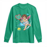 Funny Cupid Tennis Player Long Sleeve Shirt Valentines Day Gift - Wonder Print Shop