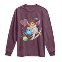 Funny Cupid Tennis Player Long Sleeve Shirt Valentines Day Gift - Wonder Print Shop