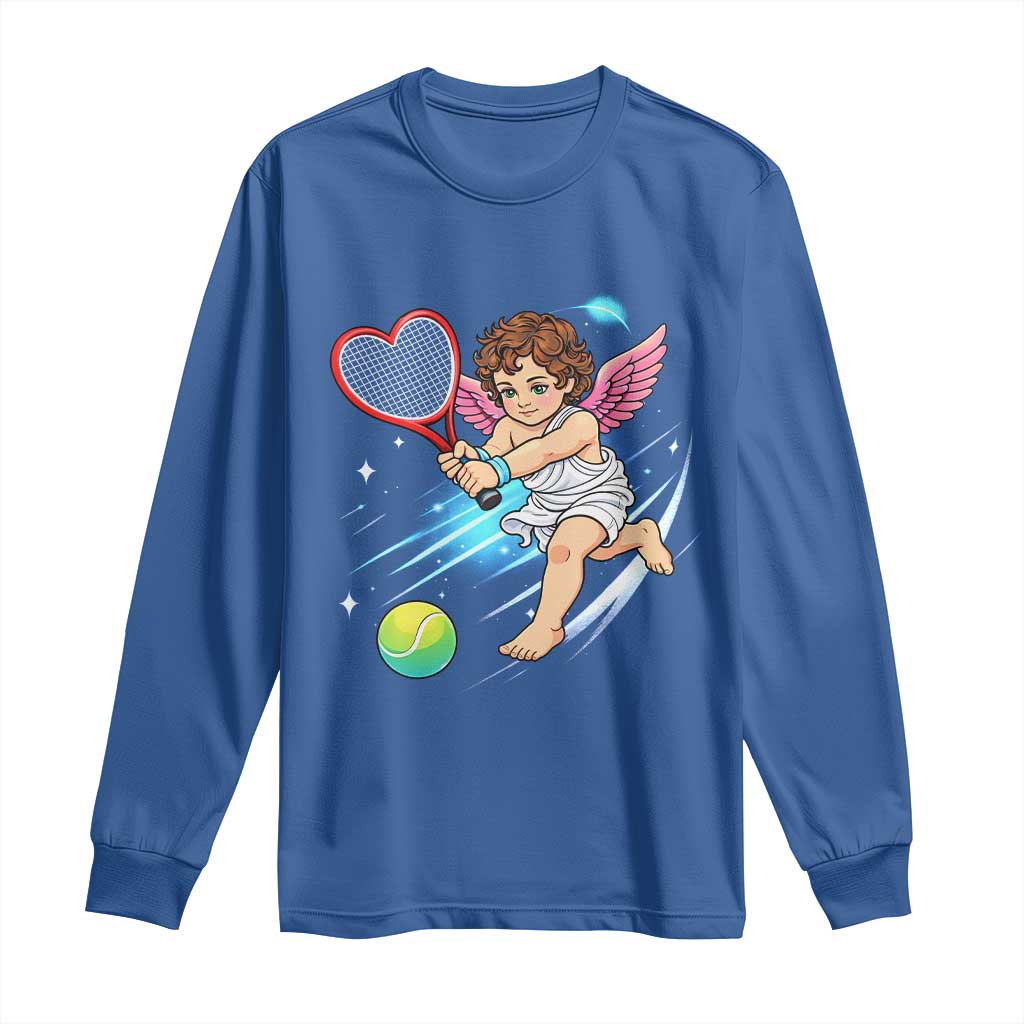 Funny Cupid Tennis Player Long Sleeve Shirt Valentines Day Gift - Wonder Print Shop
