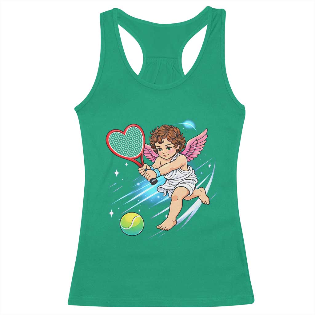 Funny Cupid Tennis Player Racerback Tank Top Valentines Day Gift - Wonder Print Shop