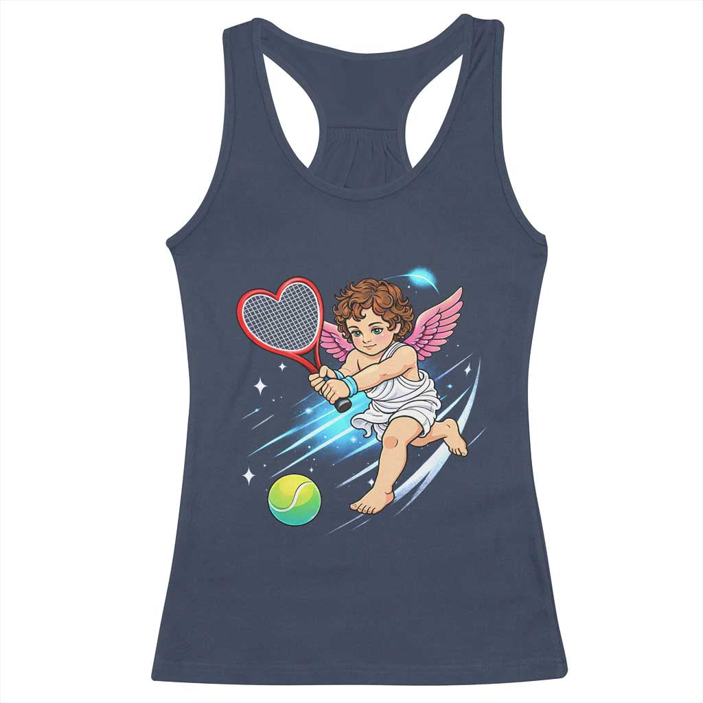 Funny Cupid Tennis Player Racerback Tank Top Valentines Day Gift - Wonder Print Shop
