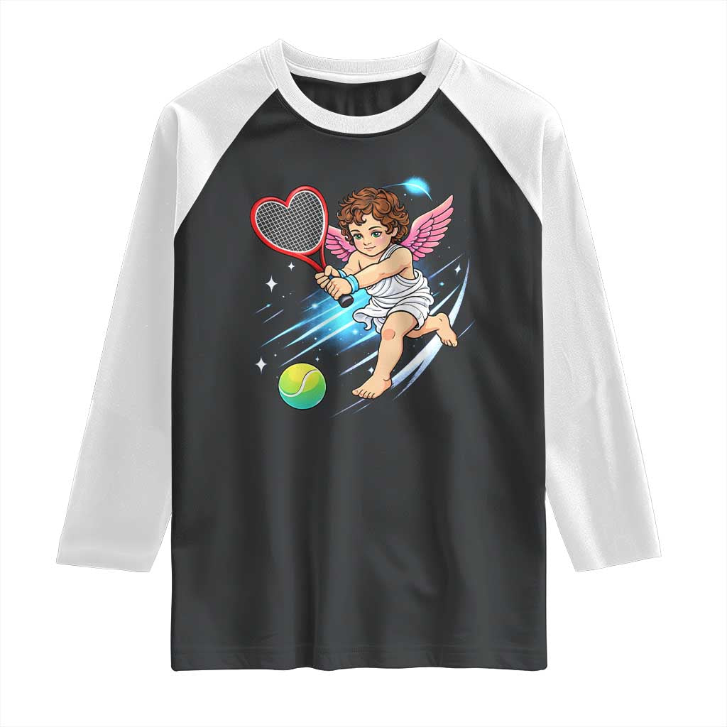 Funny Cupid Tennis Player Raglan Shirt Valentines Day Gift - Wonder Print Shop