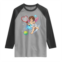 Funny Cupid Tennis Player Raglan Shirt Valentines Day Gift - Wonder Print Shop