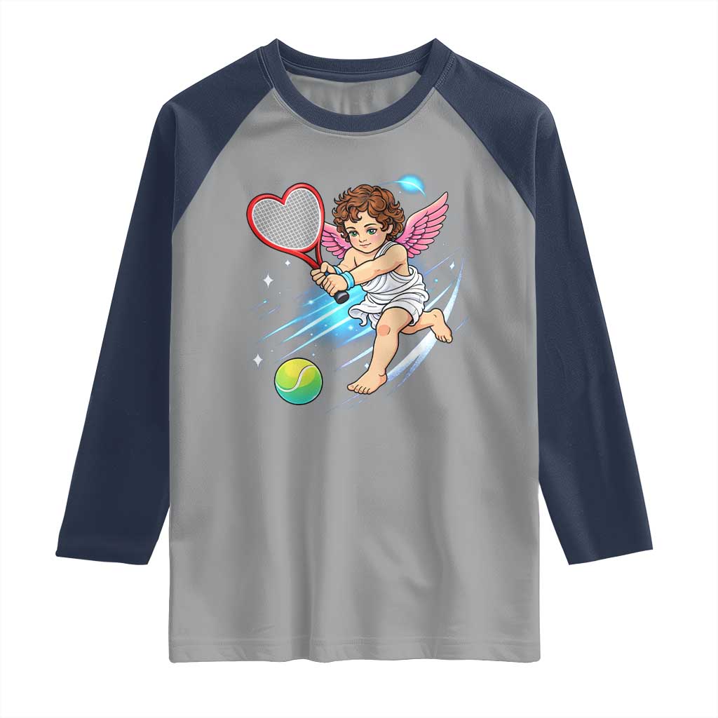 Funny Cupid Tennis Player Raglan Shirt Valentines Day Gift - Wonder Print Shop
