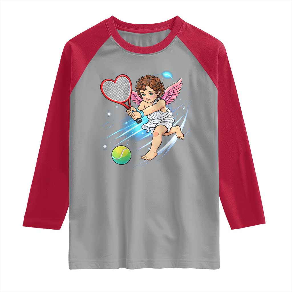 Funny Cupid Tennis Player Raglan Shirt Valentines Day Gift - Wonder Print Shop