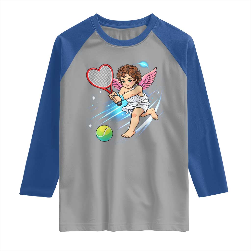 Funny Cupid Tennis Player Raglan Shirt Valentines Day Gift - Wonder Print Shop