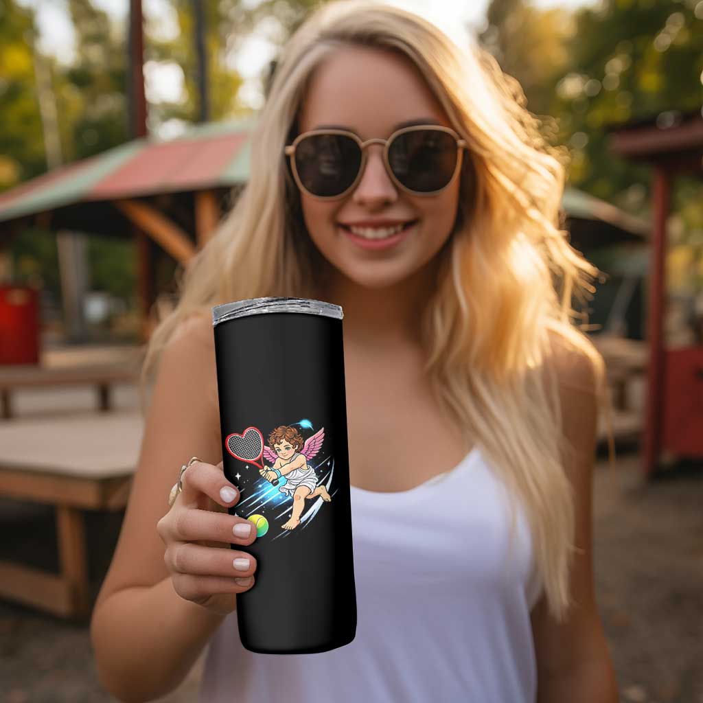 Funny Cupid Tennis Player Skinny Tumbler Valentines Day Gift - Wonder Print Shop