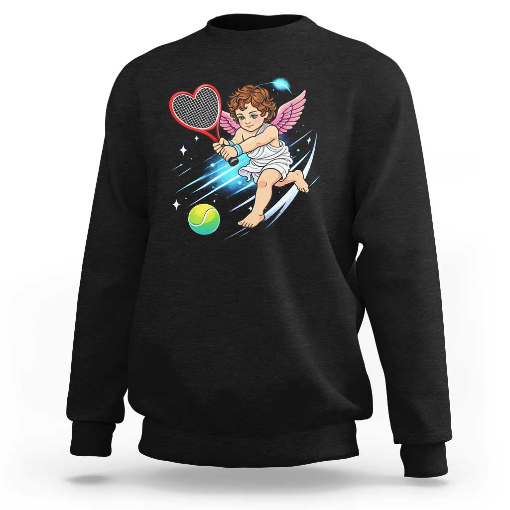 Funny Cupid Tennis Player Sweatshirt Valentines Day Gift - Wonder Print Shop