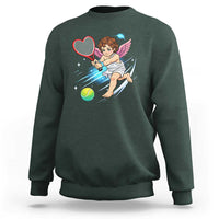 Funny Cupid Tennis Player Sweatshirt Valentines Day Gift - Wonder Print Shop