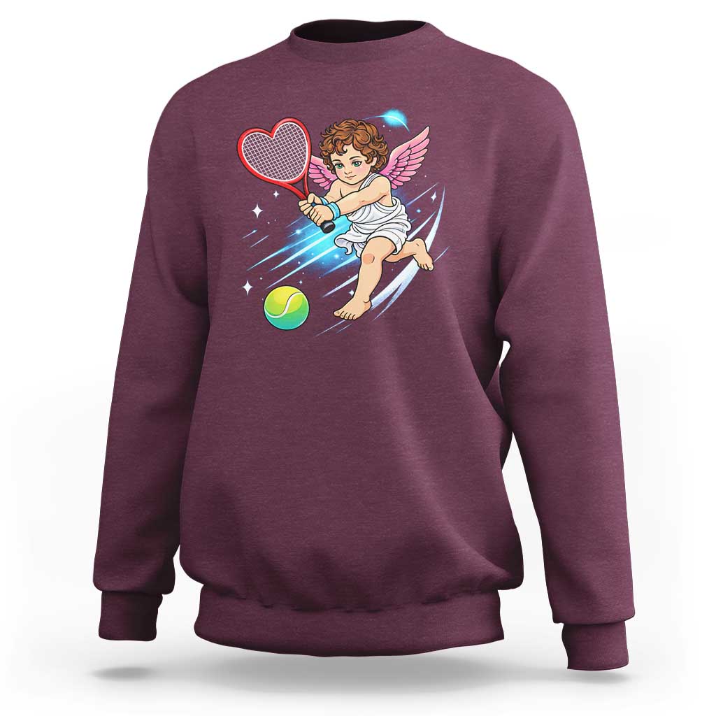 Funny Cupid Tennis Player Sweatshirt Valentines Day Gift - Wonder Print Shop