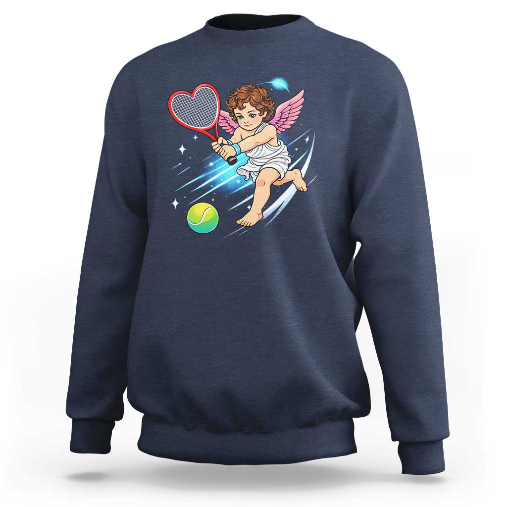 Funny Cupid Tennis Player Sweatshirt Valentines Day Gift - Wonder Print Shop