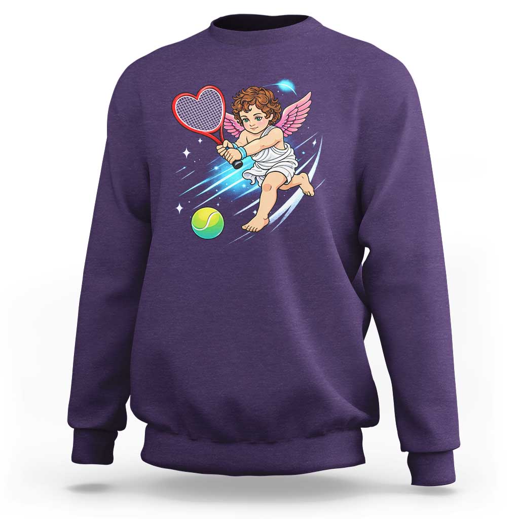 Funny Cupid Tennis Player Sweatshirt Valentines Day Gift - Wonder Print Shop