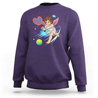 Funny Cupid Tennis Player Sweatshirt Valentines Day Gift - Wonder Print Shop