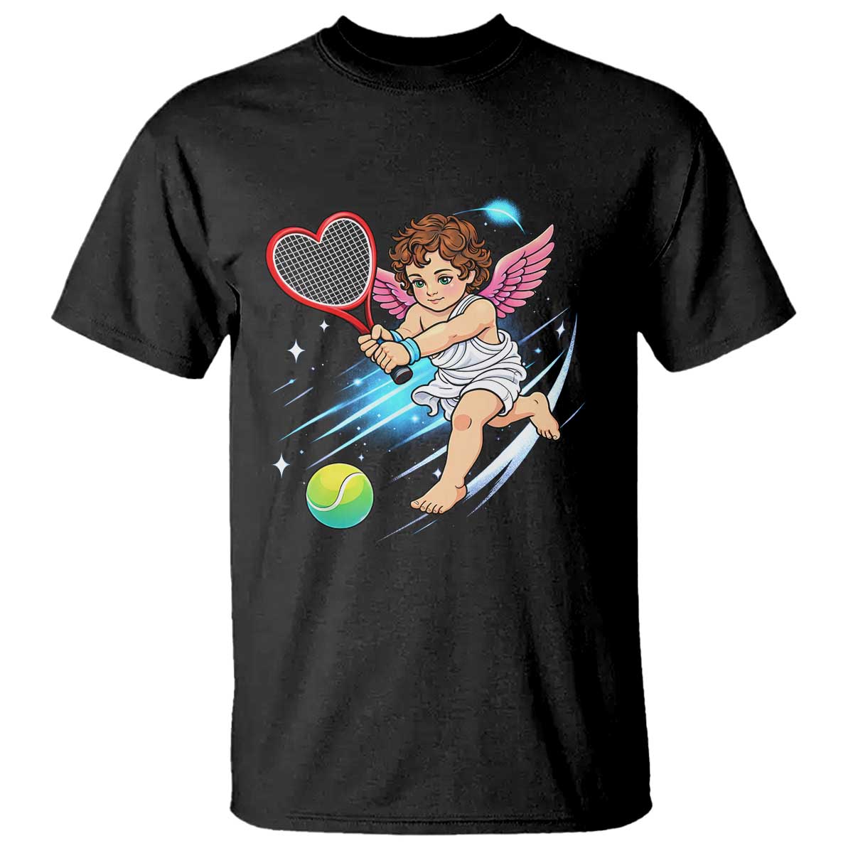 Funny Cupid Tennis Player T Shirt Valentines Day Gift - Wonder Print Shop