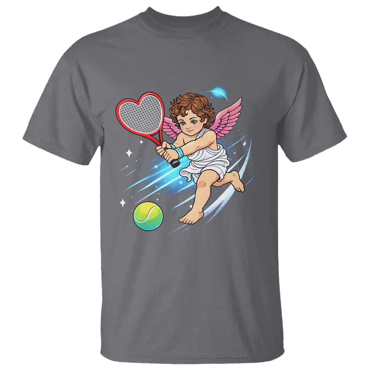 Funny Cupid Tennis Player T Shirt Valentines Day Gift - Wonder Print Shop