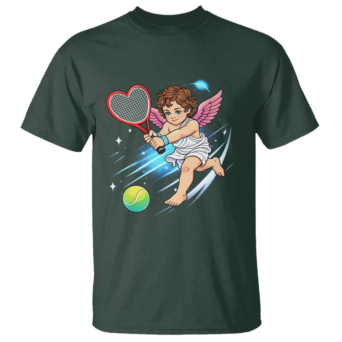 Funny Cupid Tennis Player T Shirt Valentines Day Gift - Wonder Print Shop