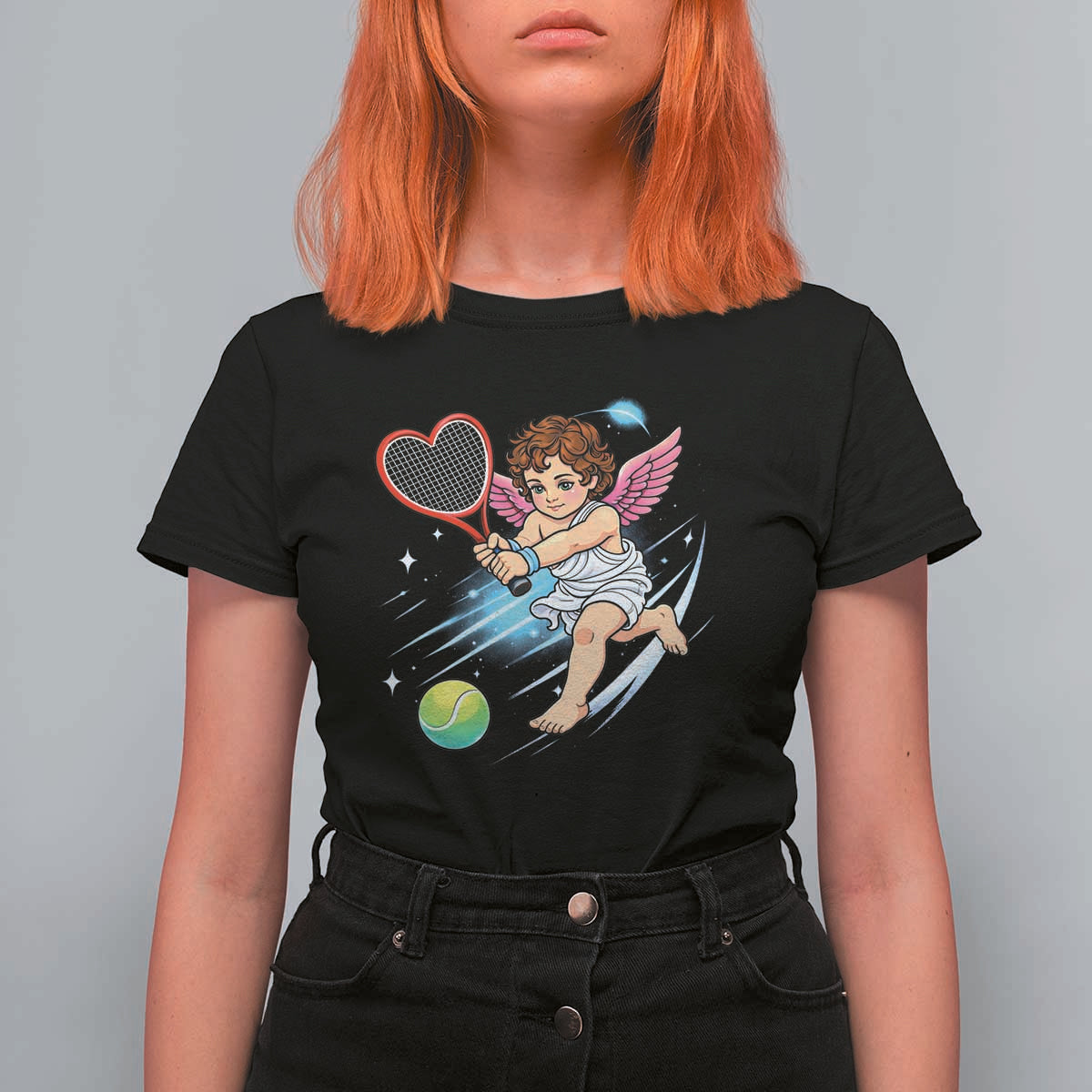 Funny Cupid Tennis Player T Shirt For Women Valentines Day Gift - Wonder Print Shop