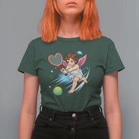 Funny Cupid Tennis Player T Shirt For Women Valentines Day Gift - Wonder Print Shop