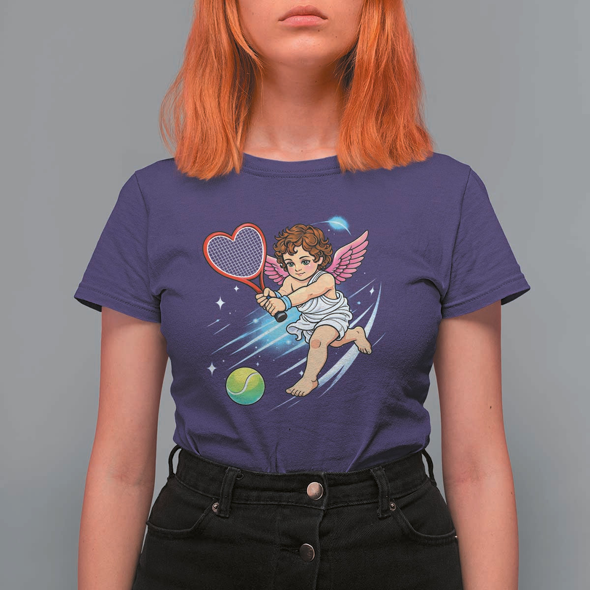 Funny Cupid Tennis Player T Shirt For Women Valentines Day Gift - Wonder Print Shop