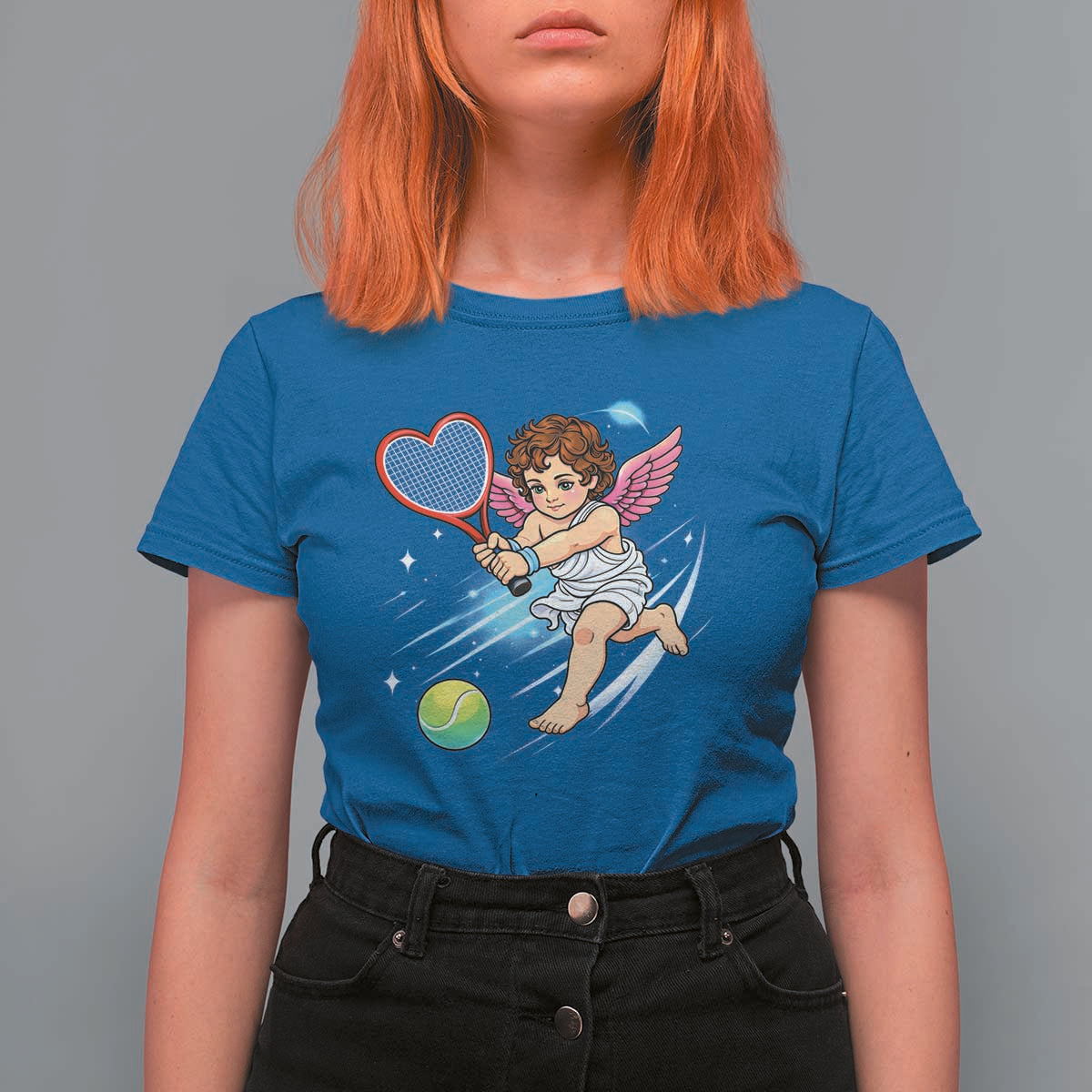 Funny Cupid Tennis Player T Shirt For Women Valentines Day Gift - Wonder Print Shop