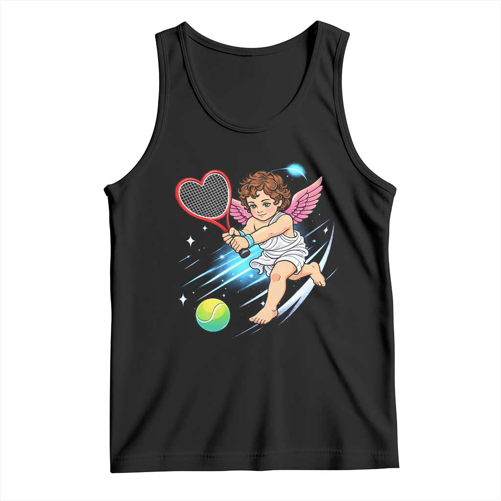 Funny Cupid Tennis Player Tank Top Valentines Day Gift - Wonder Print Shop