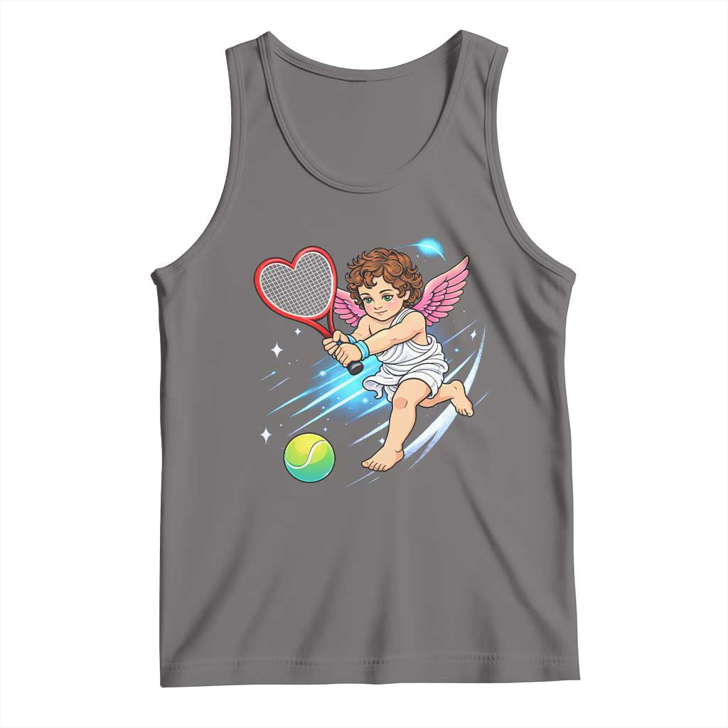 Funny Cupid Tennis Player Tank Top Valentines Day Gift - Wonder Print Shop