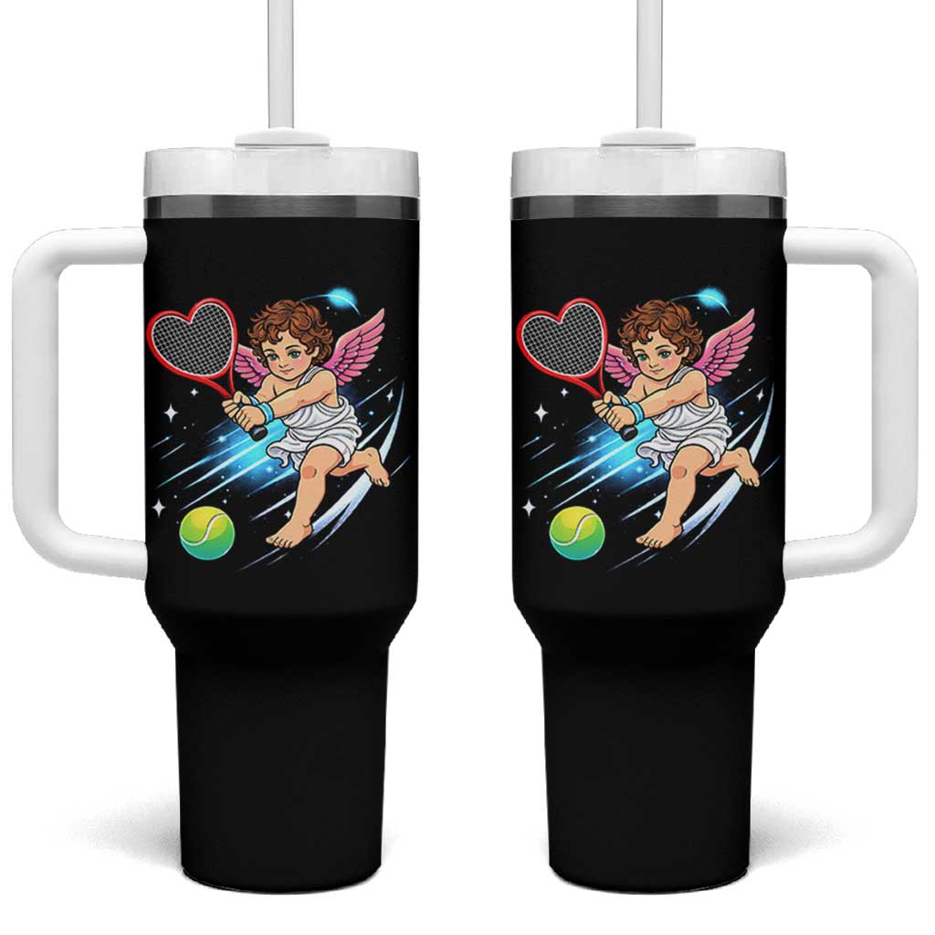 Funny Cupid Tennis Player Tumbler With Handle Valentines Day Gift - Wonder Print Shop